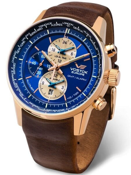 Scratch and Dent - Vostok-Europe Gaz-Limo World-Time GMT Watch with Alarm #565B293