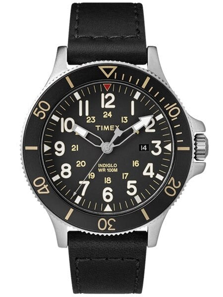 Timex 43mm Allied Coastline Quartz Watch with Black Dial and INDIGLO Night-Light #TW2R45800VQ