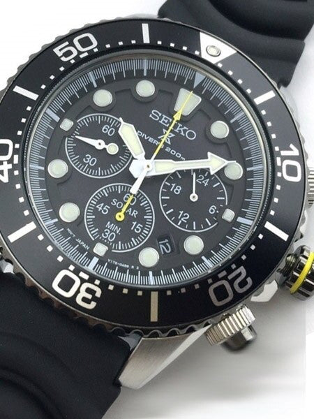 Seiko Solar Quartz Chronograph with Stop-Watch and 24-hour Sub-Dial  #SSC021P1