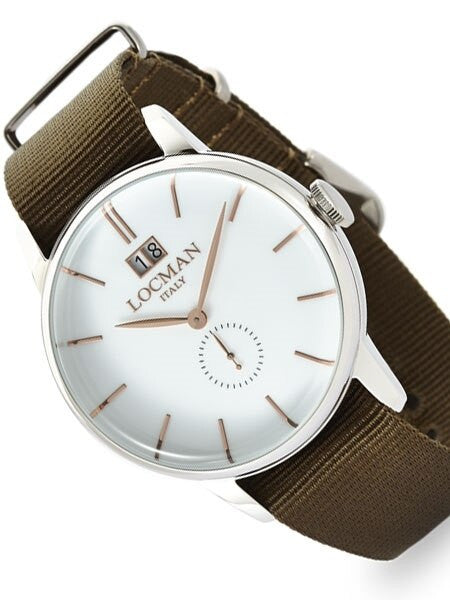 Locman 1960's Collection Big Date Quartz Dress Watch with 41mm Case #0252V08-00WHRGNG