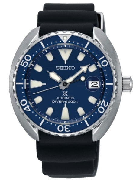 Seiko Baby Turtle Prospex Automatic Dive Watch with Blue Dial and Silicone Dive Strap #SRPC39J1