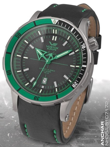 Vostok-Europe Anchar Mens Automatic Dive Watch with Tritium Tube Illumination #5107172