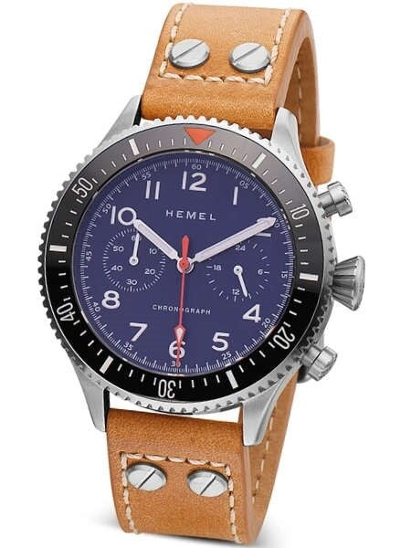 HEMEL Meca-Quartz Chronograph Watch with 60-Minute Ceramic Bezel and Sapphire Crystal #HF3NA