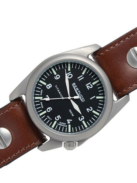 Bertucci A-4T Vintage 44 Titanium Watch with an Aviator Strap #13403