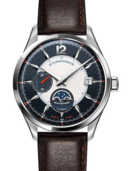 Sturmanskie Moonphase, Russian Manual Winding Mechanical Watch with 42mm Stainless Steel Case #1845988