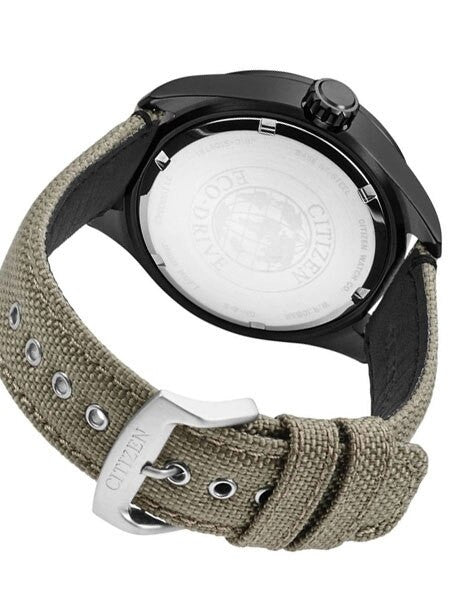 Citizen Military Watch Eco-Drive Beige Dial with Matching Nylon Strap #AW5005-12X