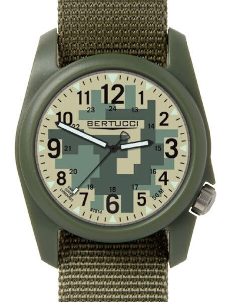 Bertucci DX3 Field Resin Watch, Olive Drab Nylon Strap, Digicam Camouflage Dial - 11032