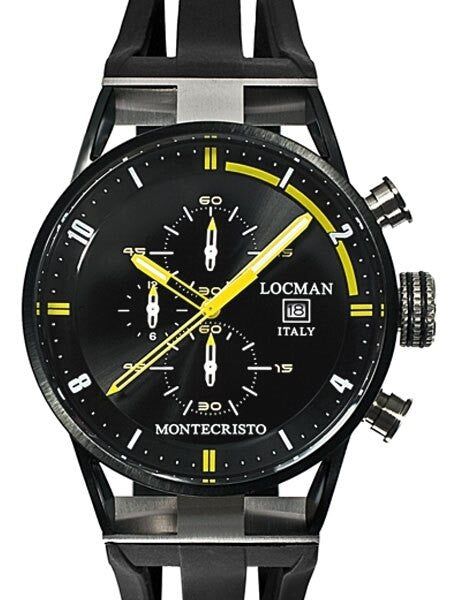 Locman Montecristo 100 Meter Quartz Chronograph Watch with Black PVD 44mm Case #0510BKBKFYL0GOK