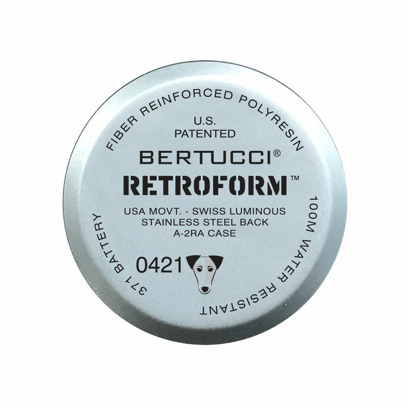 Bertucci retro-inspired Retroform field watch with a USA movement, 5 year battery and G-Type nylon band #11601