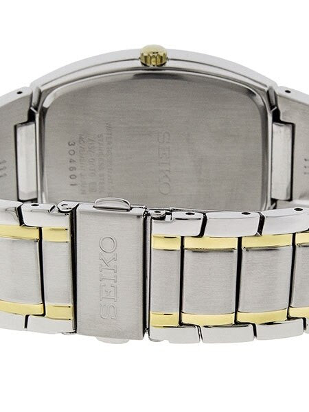 Seiko Solar Watch with Two-Tone Tonneau Stainless Steel Case and Matching Bracelet #SNE334