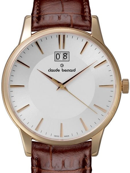 Claude Bernard Elegant and Thin Big Date Quartz Dress Watch #63003-37R-AIR