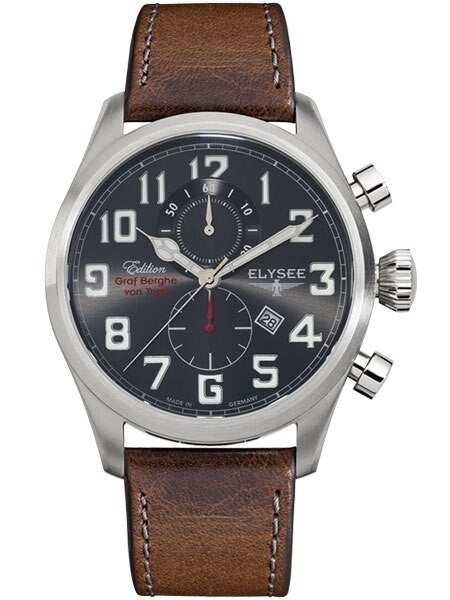 Elysee 46mm Kerpen Quartz Chronograph Watch with 60-minute Stopwatch and Sapphire Crystal #38008