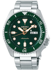 Seiko 5 Sports 24-Jewel Automatic Watch with Green Dial and SS Bracelet #SRPD63