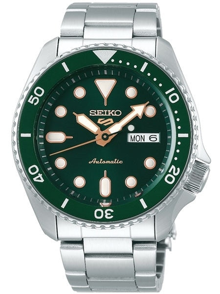 Seiko 5 Sports 24-Jewel Automatic Watch with Green Dial and SS Bracelet #SRPD63