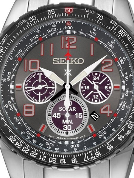 Seiko Prospex Solar Powered Quartz Flight Chronograph Watch, 24-Hour Sub-Dial #SSC315