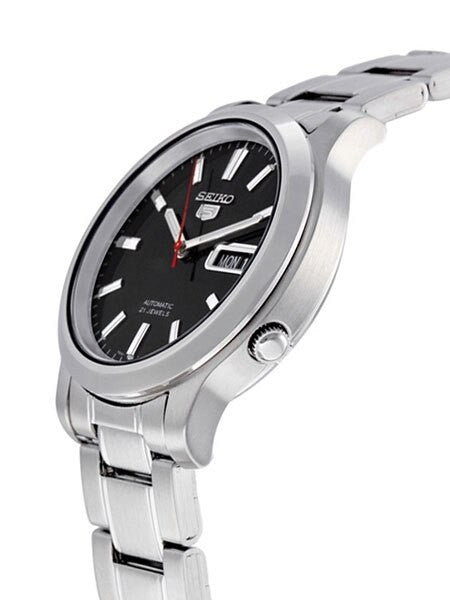 Seiko 5 Automatic Black Dial Watch with Stainless Steel Bracelet #SNK795