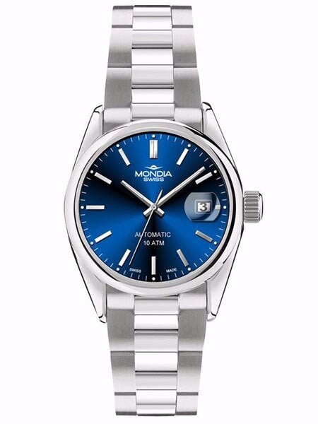 Mondia Swiss Automatic Watch with Vibrant Blue Dial #MS-212-SS-04BL-OCM