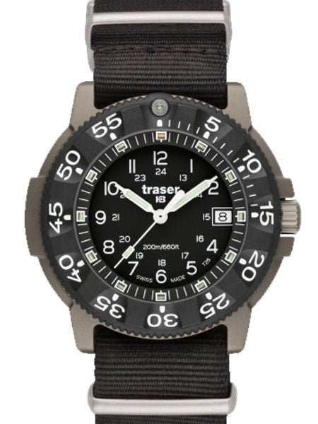 Traser Commander Military Titanium Watch with Sapphire Crystal, Carbon Fiber Bezel #P6506.430.32.02
