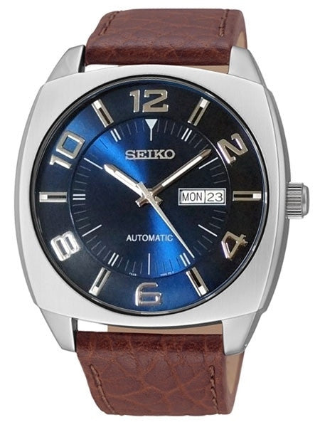 Seiko Recraft Series Automatic Watch with 43.5mm Stainless Steel Case, Brown Leather Strap #SNKN37