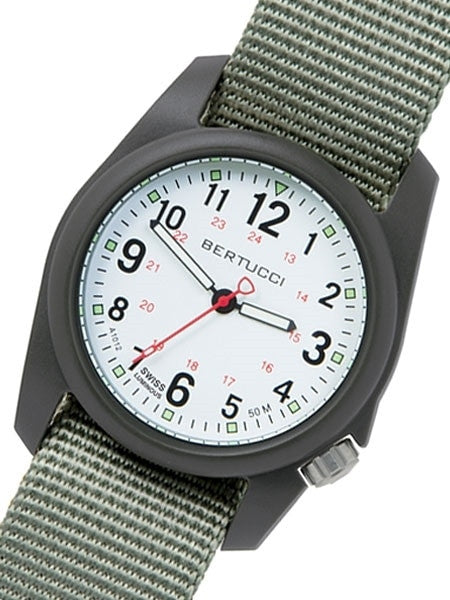 Bertucci DX3 Field Resin Watch, Defender Drab Nylon Strap, White Dial - 11019