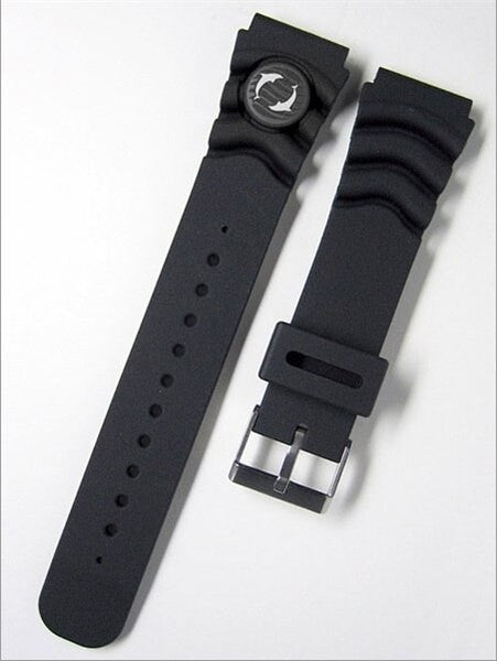 Orient OEM Signature Grey Dolphin 22mm Black Rubber Dive Watch Strap
