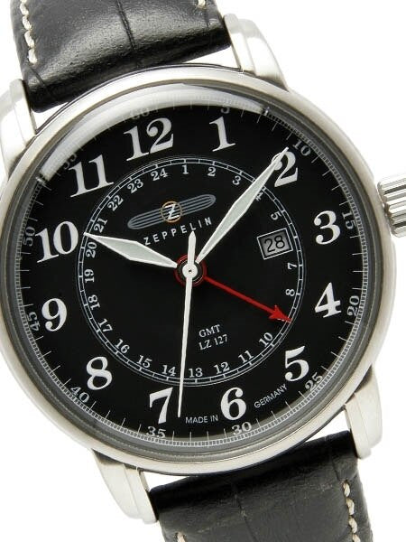 Scratch and Dent - Graf Zeppelin Dual Time, GMT Watch  with Red 24-hr Hand. #7642-2