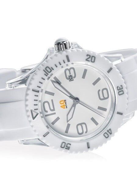 40Nine Clear Plastic 41.5mm Case with White Silicone Rubber Strap #40NINE03-ALLWHITE
