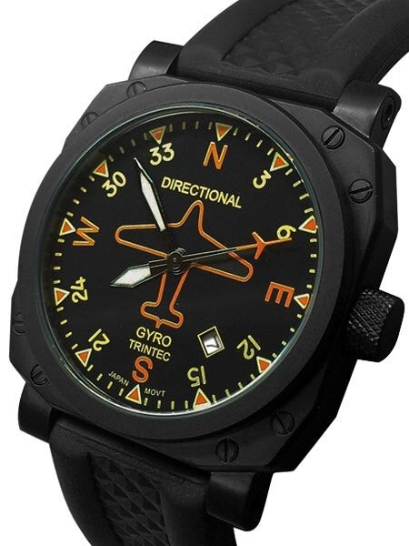 Trintec Zulu-03 Directional Gyro Automatic Aviator Watch with Black PVD Case #9062VW
