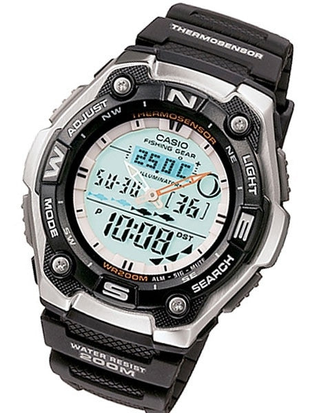 Casio Sports and Fishing Analog-Digital Watch with Fish Indicator, Thermometer #AQW101-1AV