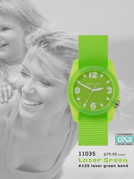 Bertucci Women's Comet Laser Green Resin Watch, Matching Nylon Strap and Dial - 11035