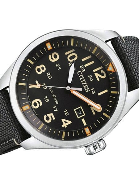 Citizen Military Watch Eco-Drive Black Dial with Black Nylon Strap #AW5000-24E