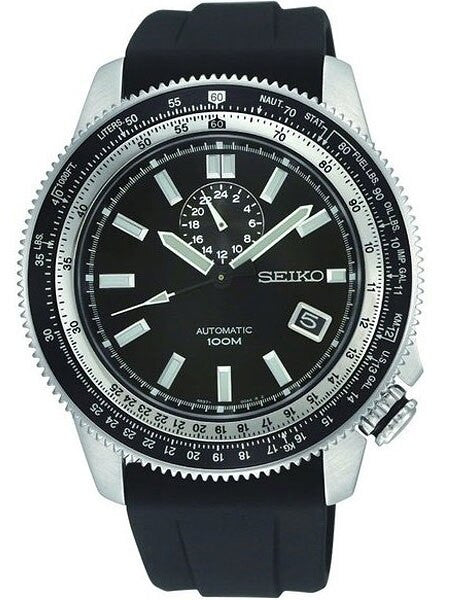 Seiko Superior Black Dial Hand Windable Automatic Watch with Slide Rule #SSA003K2