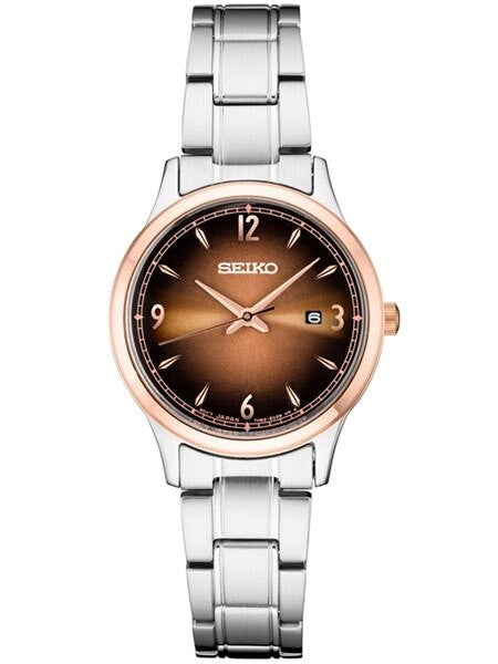 Seiko Ladies Two-Tone Quartz Watch with OmbrÃ© Brown Dial and Stainless Steel Bracelet #SXDH02
