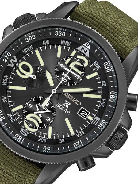 Seiko Prospex Solar Powered Chronograph with 60-Minute Stopwatch and Alarm #SSC295