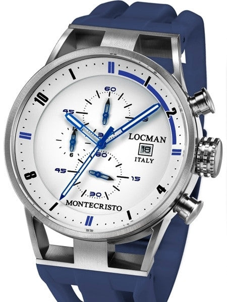 Locman Montecristo 100 Meter Quartz Chronograph Watch with 44mm Case #510WHBLBL