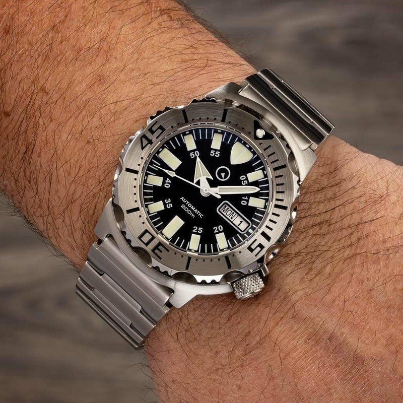 Islander Black Dial Automatic Dive Watch with AR Double Dome Sapphire Crystal, and 120-click Bezel #ISL-57