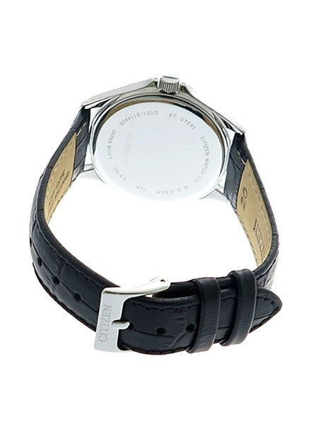 Citizen White Dial Quartz Watch with Alligator-Grain Strap #BF5000-01A