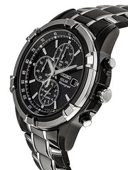 Seiko Essentials Solar IP Chronograph and Alarm with Black Dial #SSC143