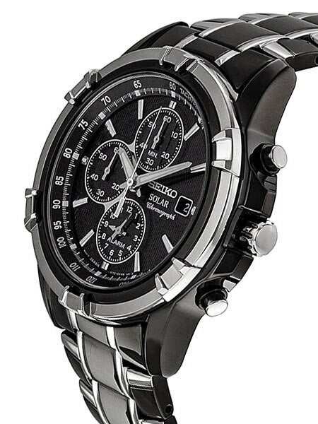 Seiko Essentials Solar IP Chronograph and Alarm with Black Dial #SSC143