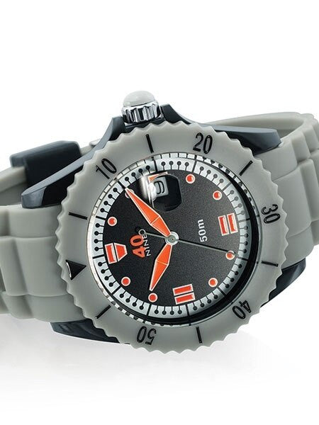 40Nine Black Plastic 45mm Case with Grey Silicone Rubber Strap #40NINE02-GREY20