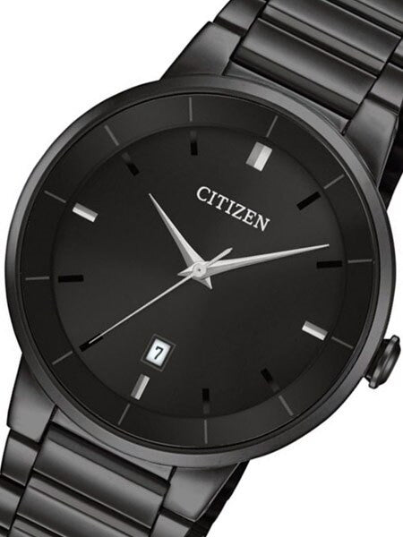 Citizen Quartz Black Ion, Thin Dress Watch with Matching Bracelet #BI5017-50E