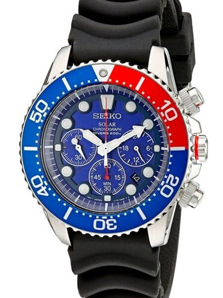 Seiko Solar Quartz Chronograph with Stop-Watch and 24-hour Sub-Dial  #SSC031