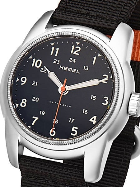 HEMEL 24 Automatic Military-Styled Watch Bead Blasted Case and Sapphire Crystal #HM1B