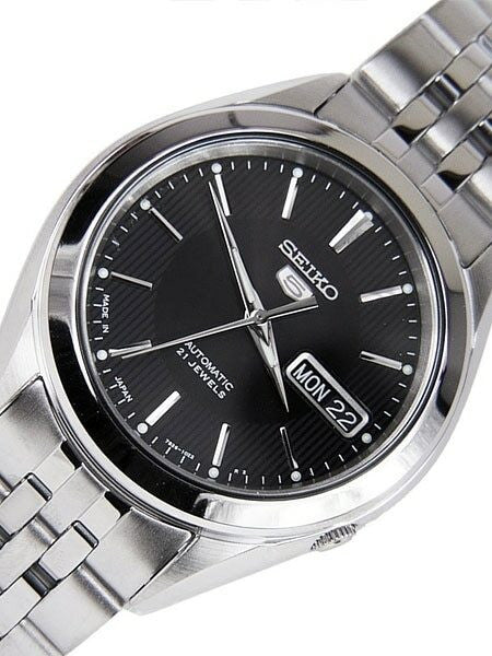 Scratch and Dent - Seiko 5 Automatic Black Dial Watch with Stainless Steel Bracelet #SNKL23J1