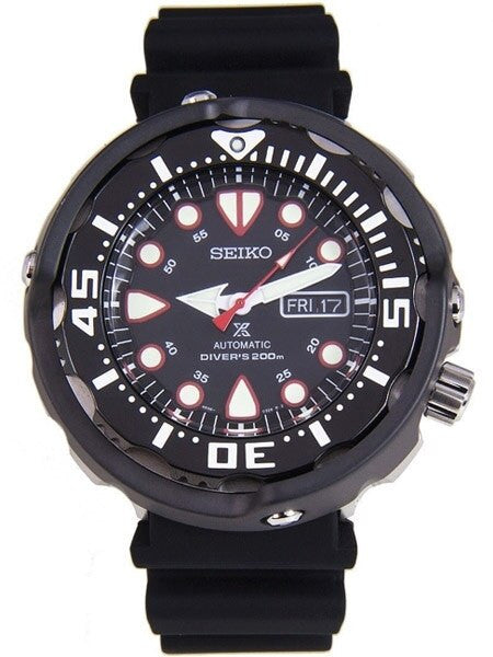 Seiko Prospex 24-Jewel Automatic Black PVD Dive Watch with Case Shroud #SRP655