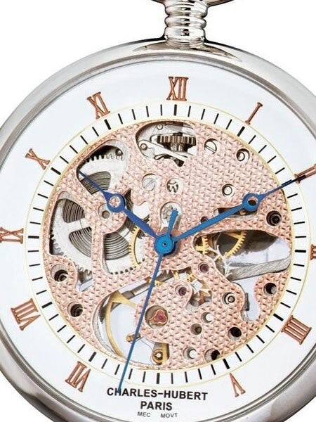 Charles-Hubert Mechanical Pocket Watch with Rose Gold Tone Accents #3801