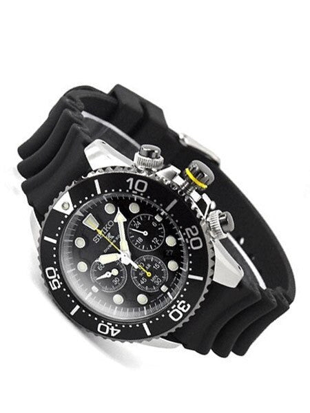 Seiko Solar Quartz Chronograph with Stop-Watch and 24-hour Sub-Dial  #SSC021P1
