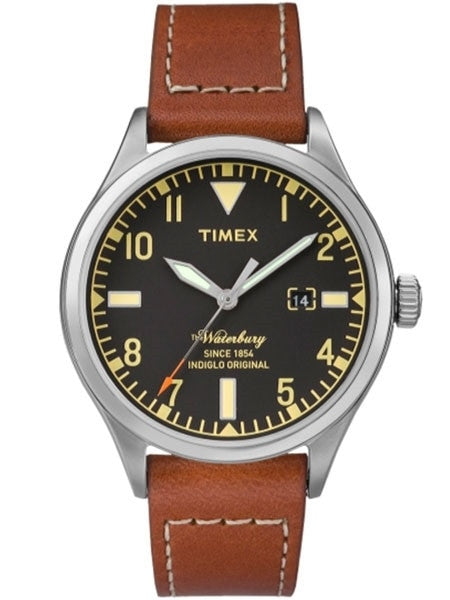 Timex 40mm Waterbury Quartz Watch with Black Dial and INDIGLO Night-Light #TW2P84000ZA