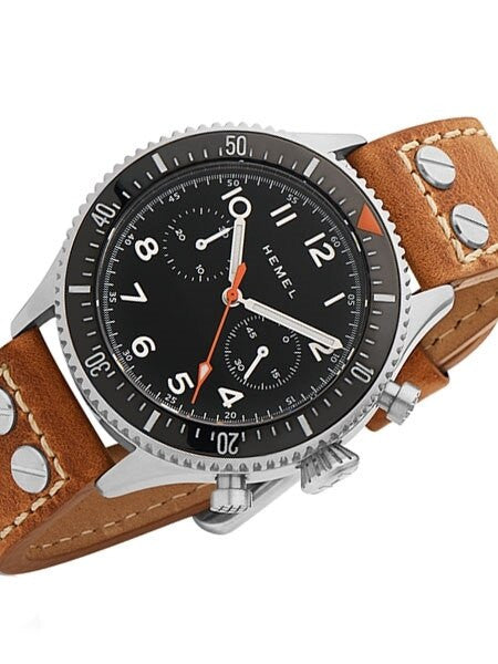 HEMEL 24 Automatic Chronograph Watch with 60-Minute Ceramic Bezel and Sapphire Crystal #HFT20-NE1