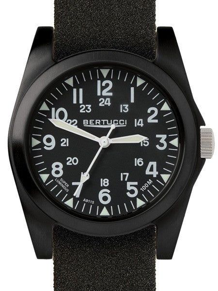 Bertucci A-3P Sportsman Vintage Field Watch with a 42mm Black Poly-Carbonate Case - 13353